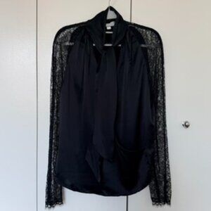 Jonathan Simkhai Silk tie-around and Lace sleeve blouse - New without Tags